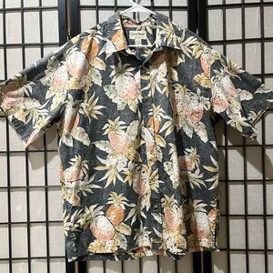 Cooke Street Honolulu Floral Shirt in Charcoal and Peach MENS SIZE 2XL